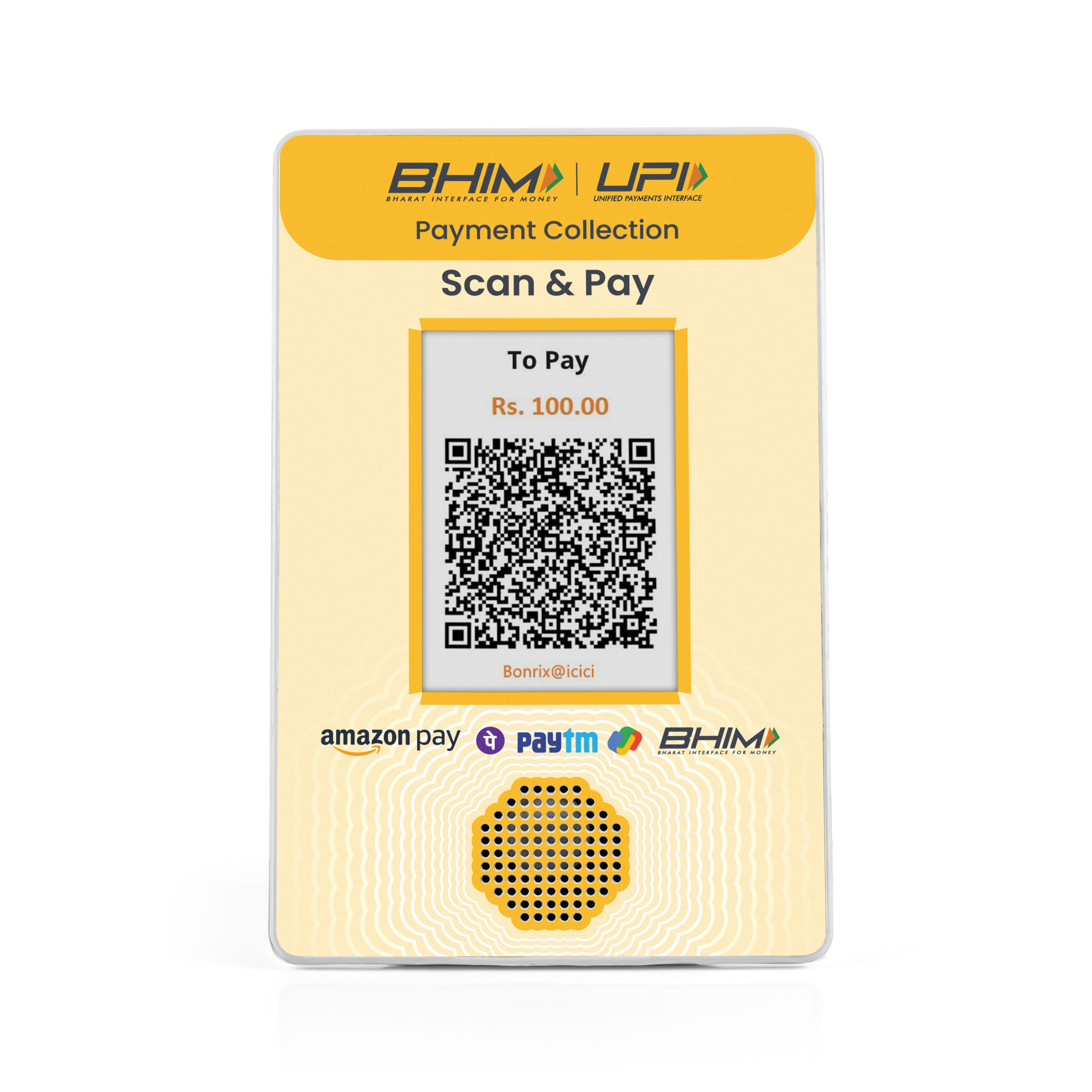 Wired QR soundbox connected to POS via USB