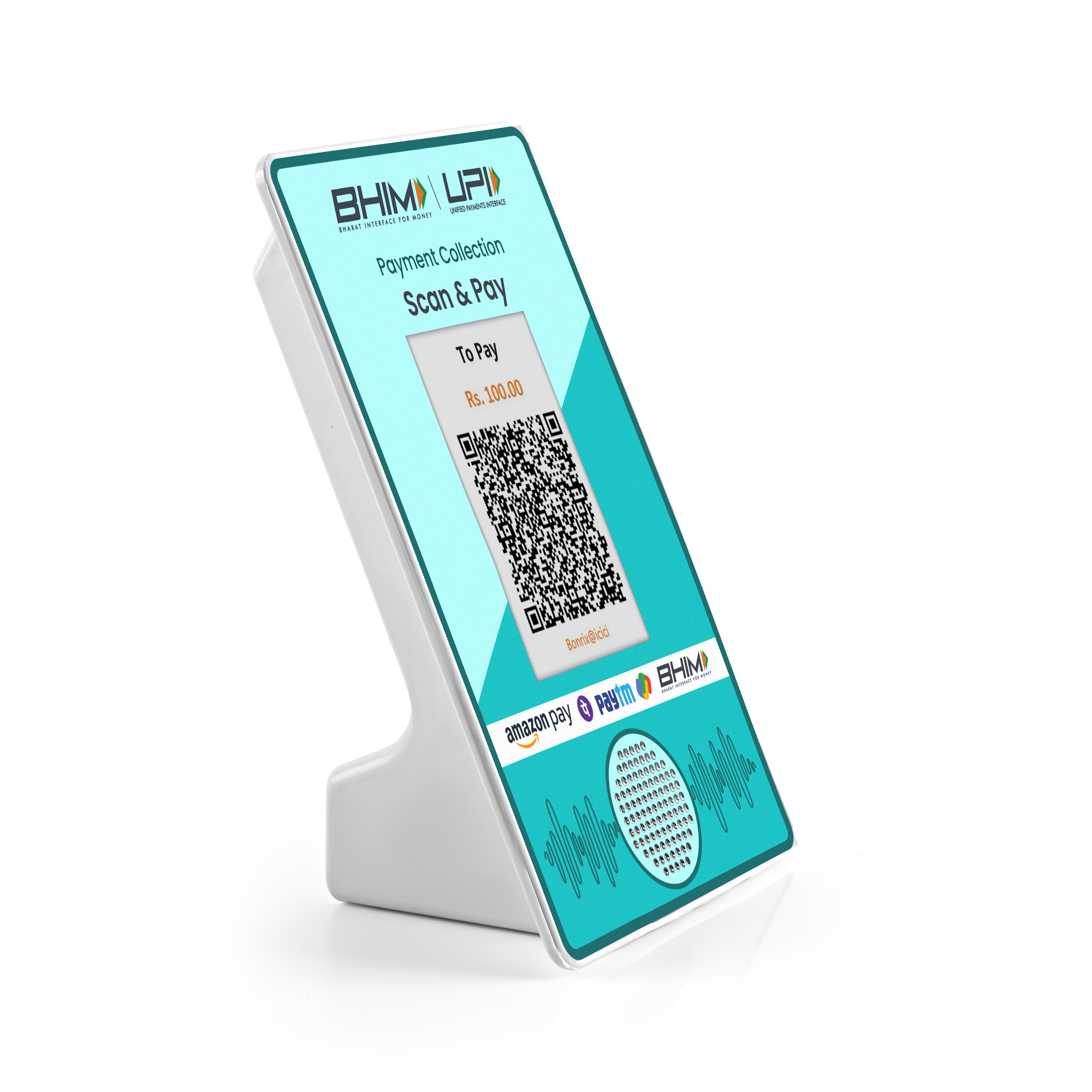 DQR-222-WIFI device showing dynamic QR on LCD screen
