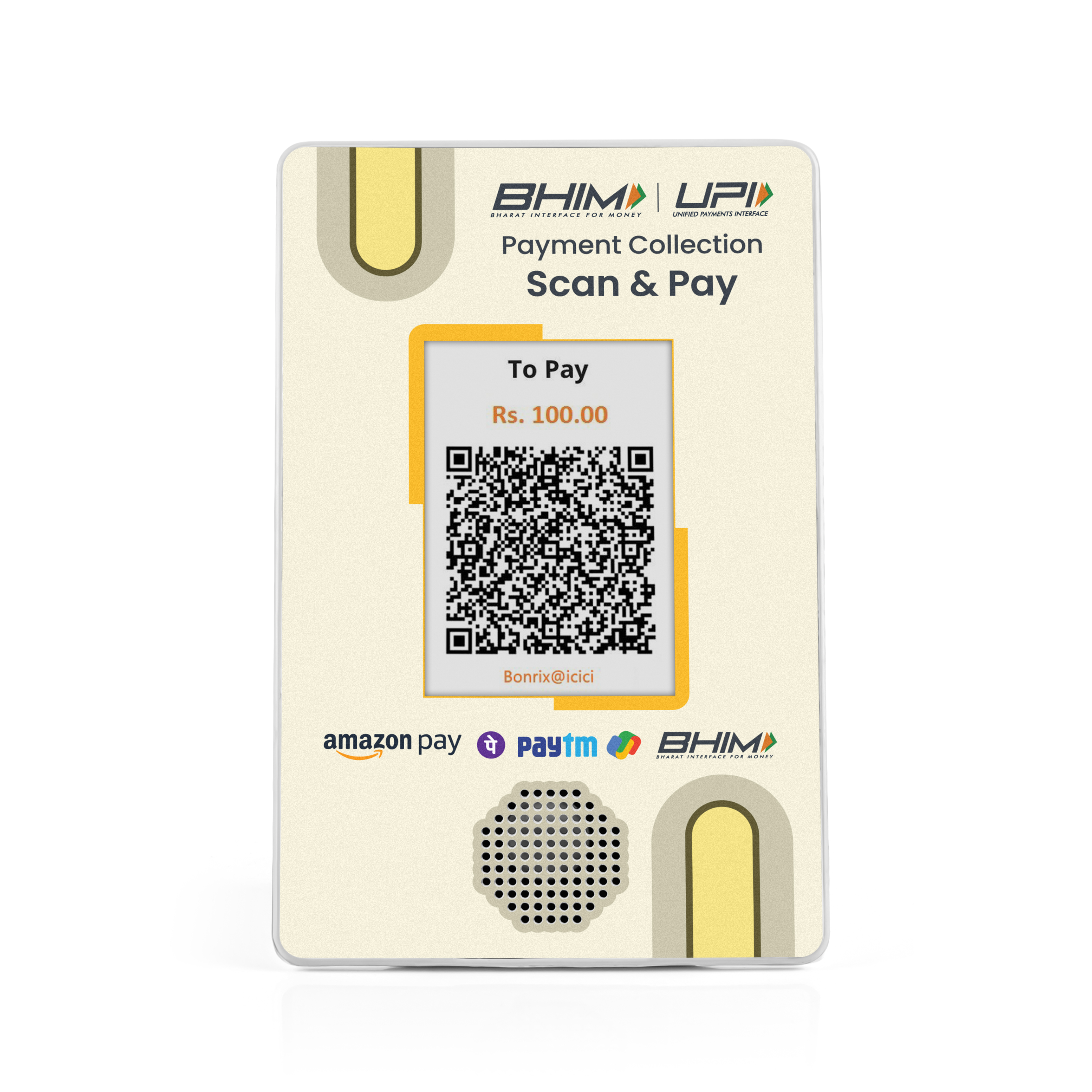 LCD screen of QR display device connected to WiFi