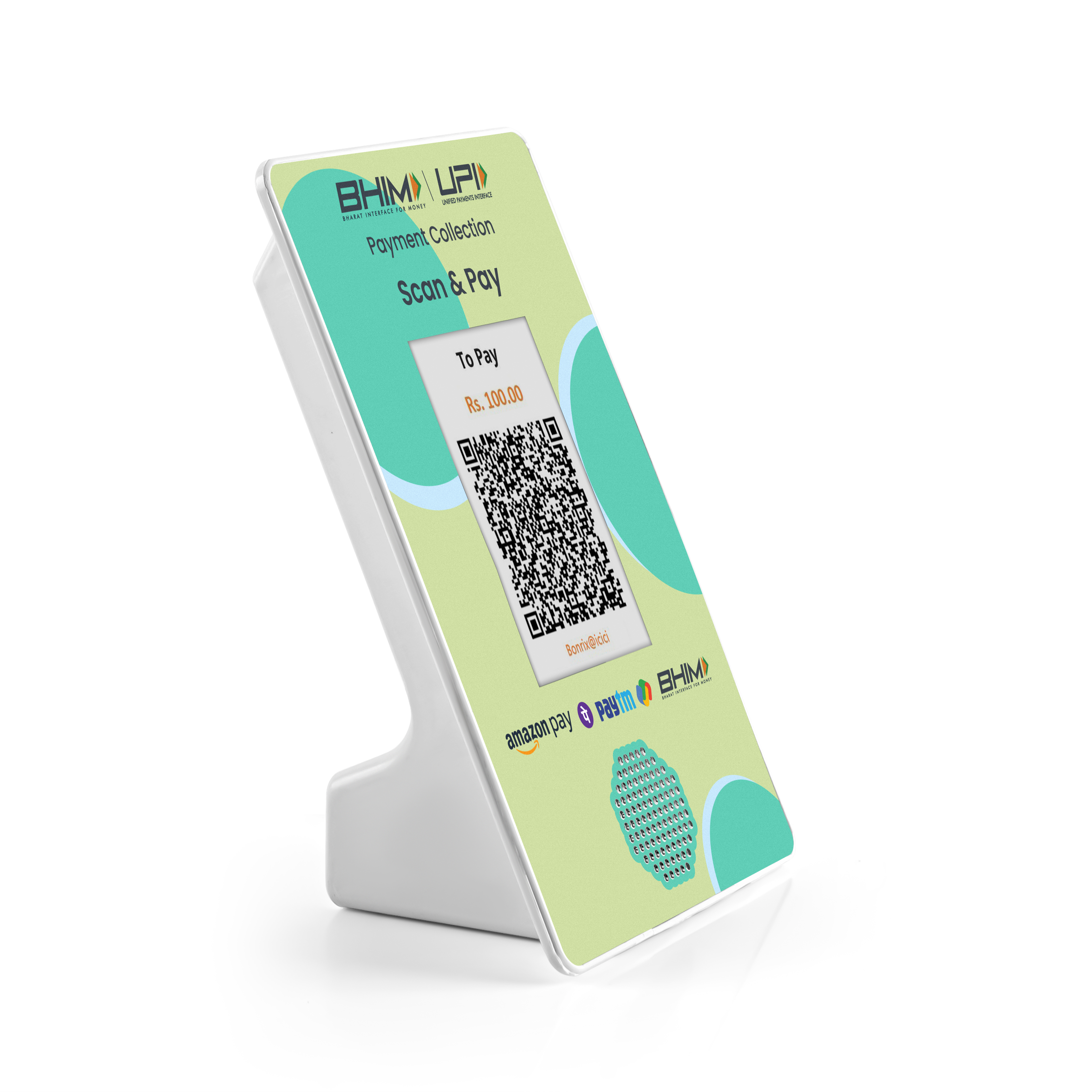 Portable Bluetooth QR soundbox on delivery desk