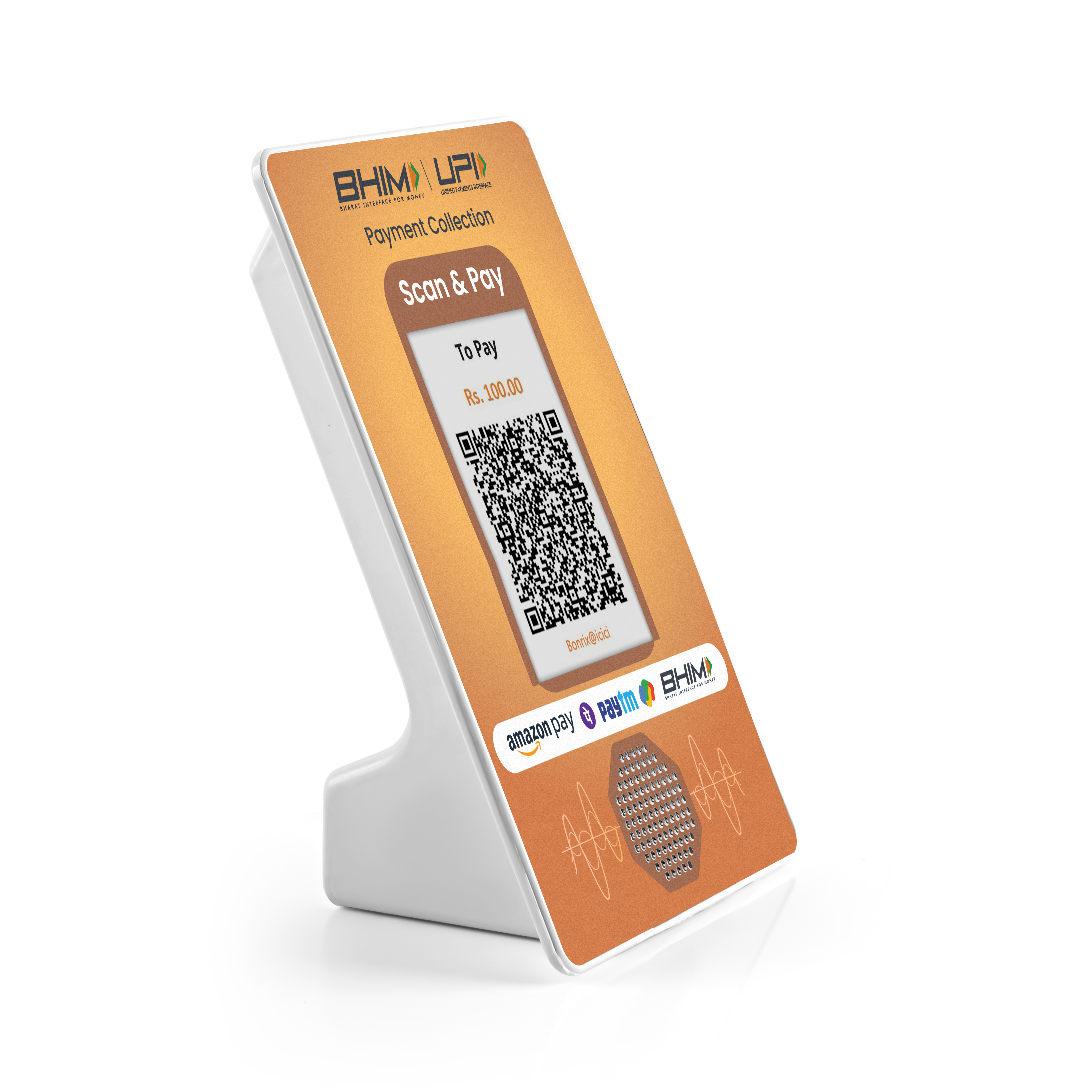 Rechargeable Bluetooth QR payment display in hand