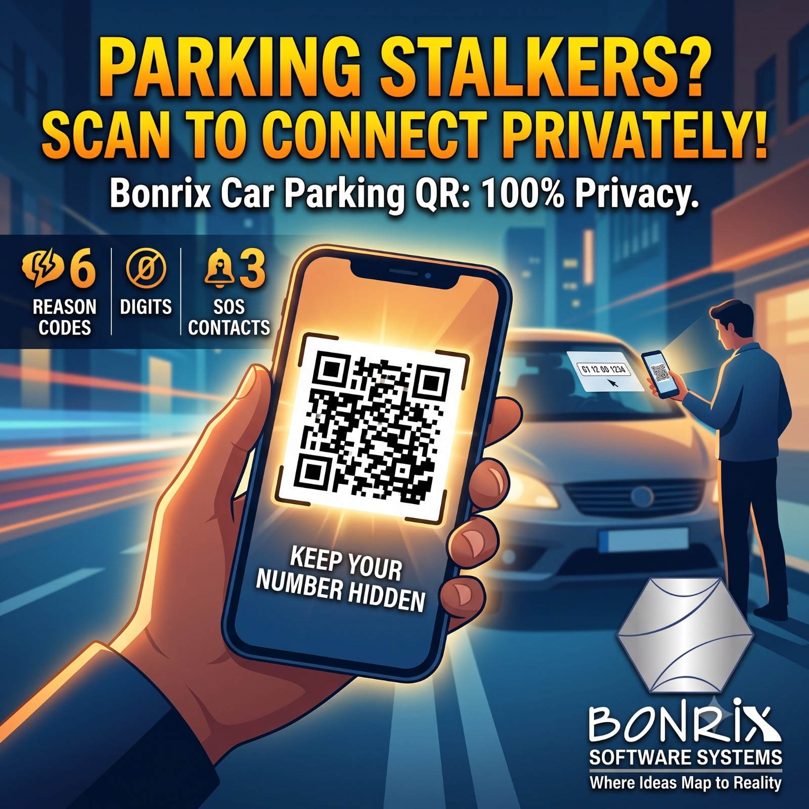 Bonrix Vehicle car parking qr sticker