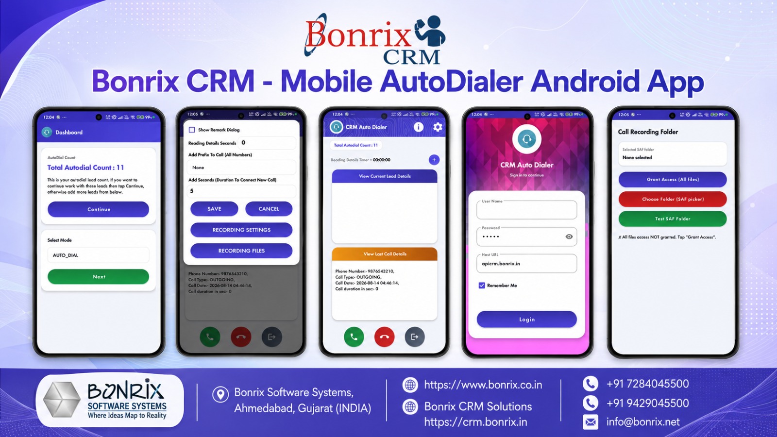 Bonrix CRM Mobile AutoDialer Android App for Telecallers & Call Center Agents 