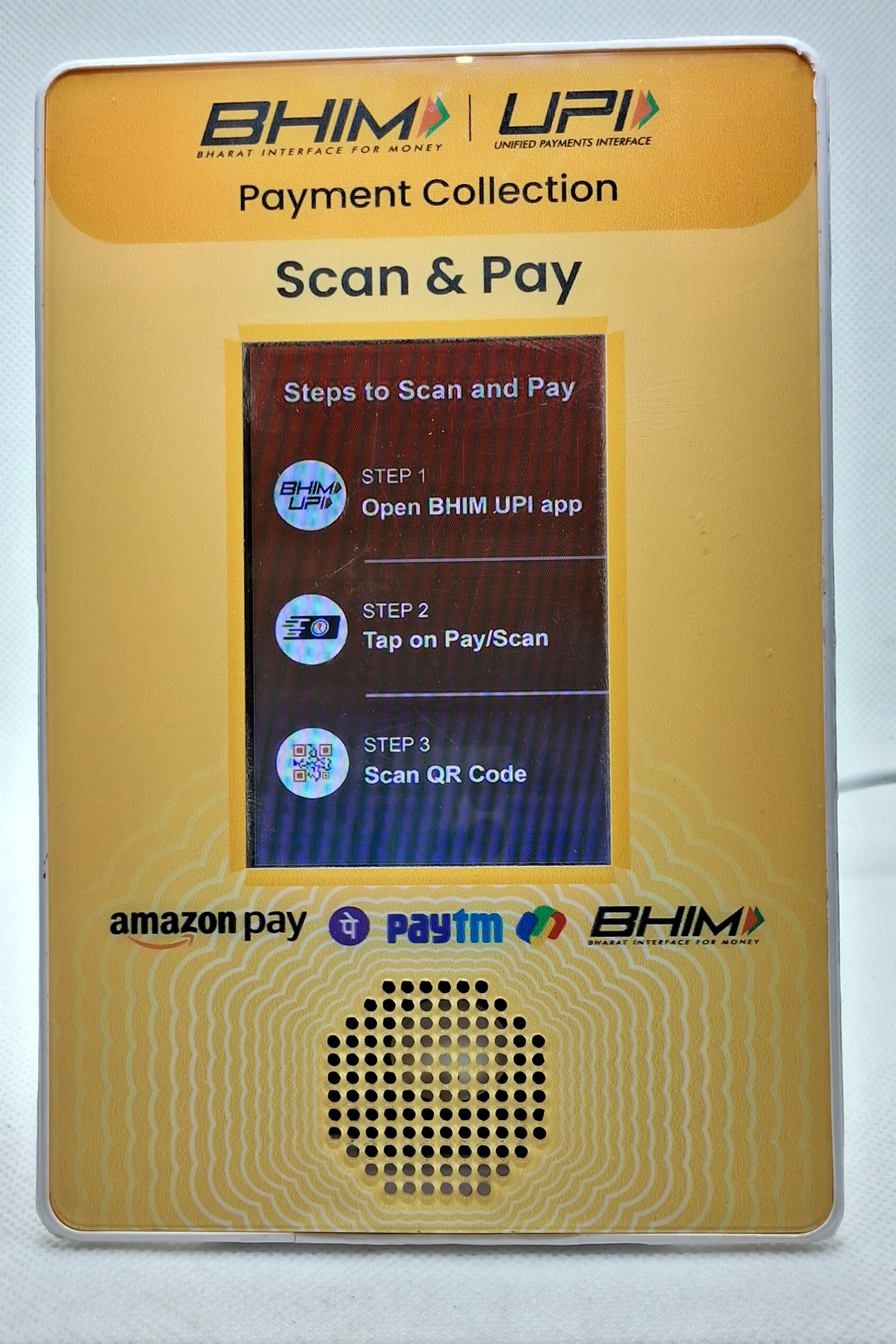 Branded ad visible on QR display at reception