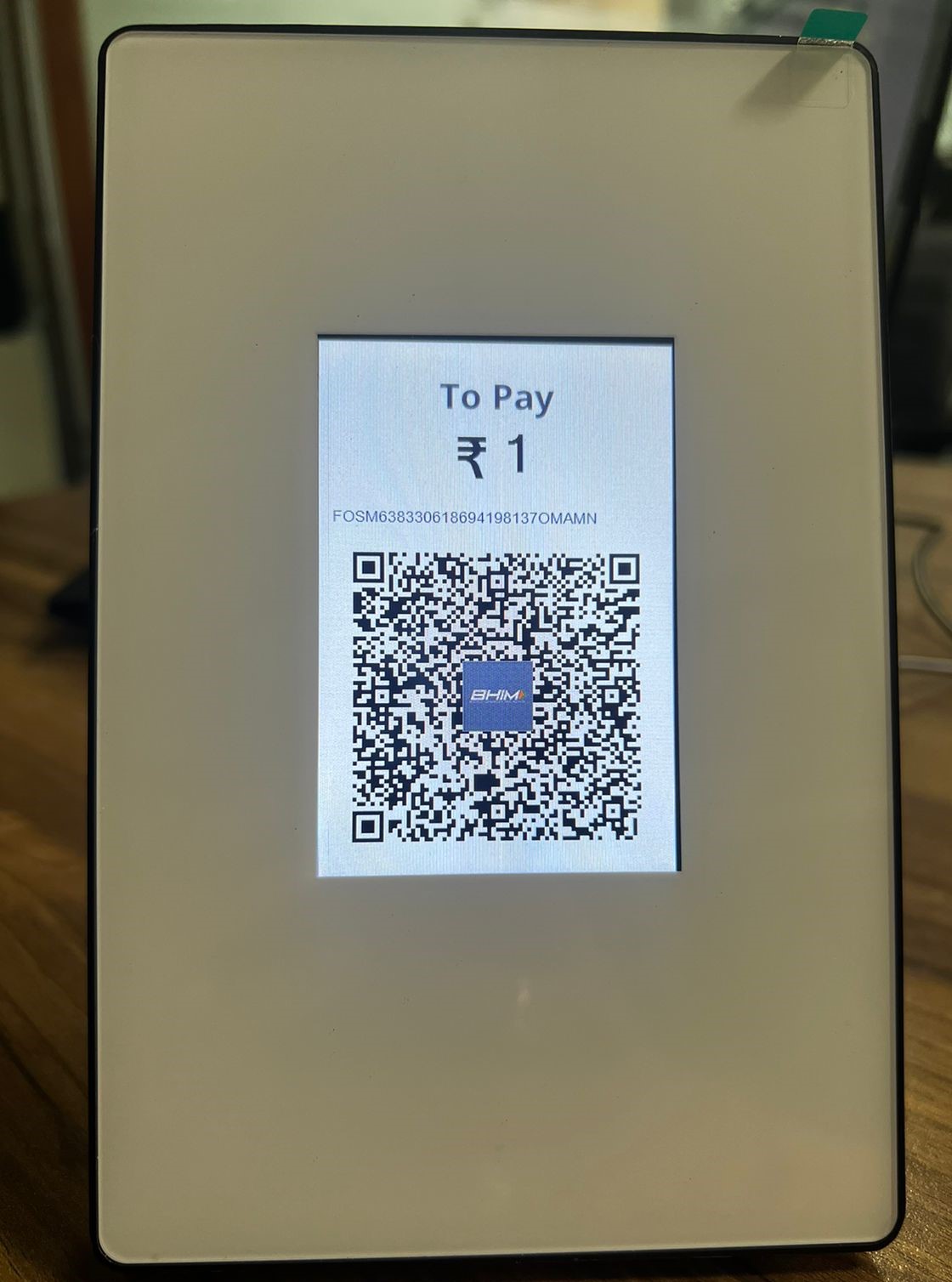 3.5 inch USB Dynamic QR Displayer for displaying QR codes and amounts on orders/invoices with free desktop and Android app for BHIM UPI payment collection