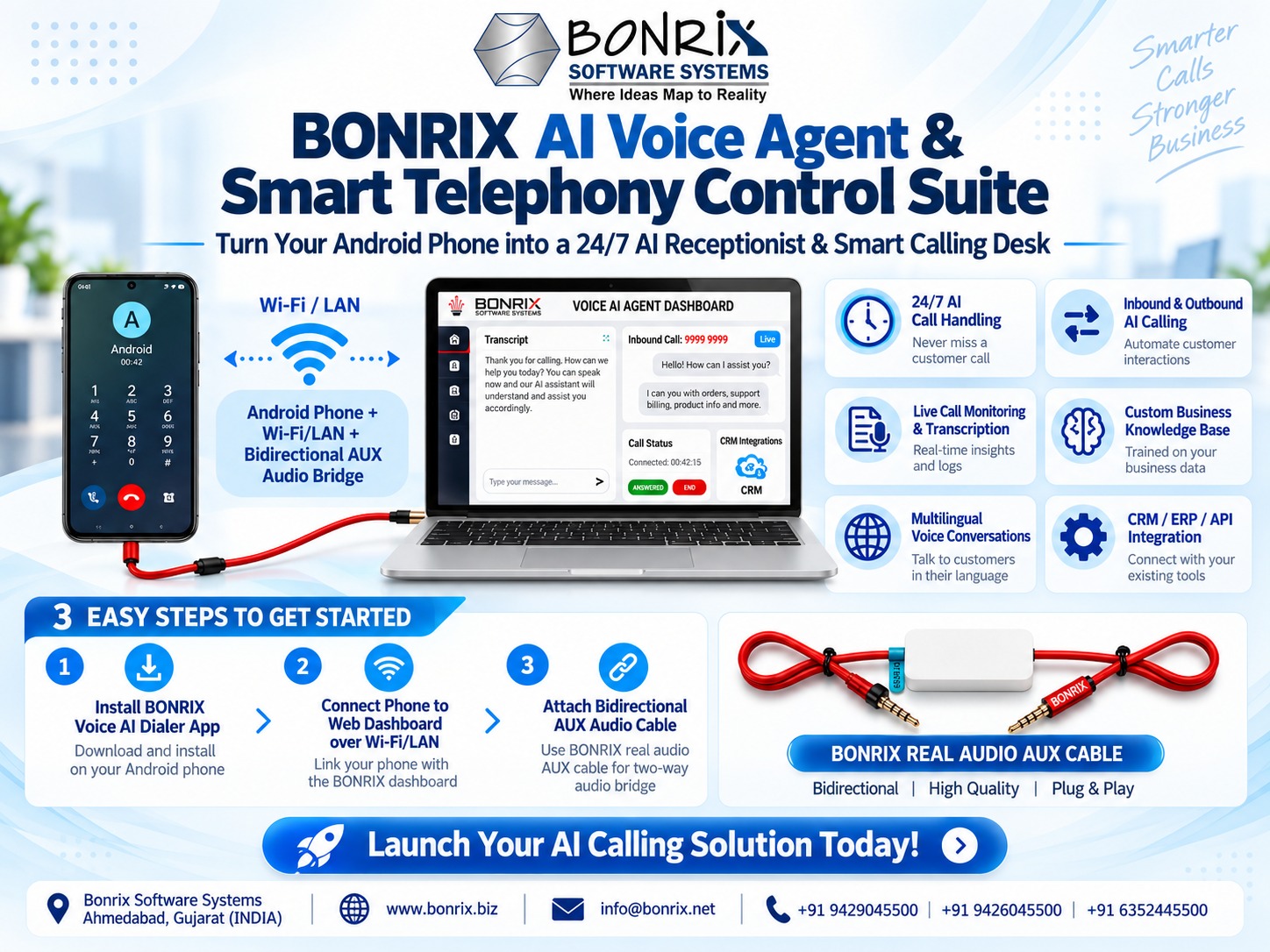 BONRIX AI Voice Agent & Smart Telephony Control Suite