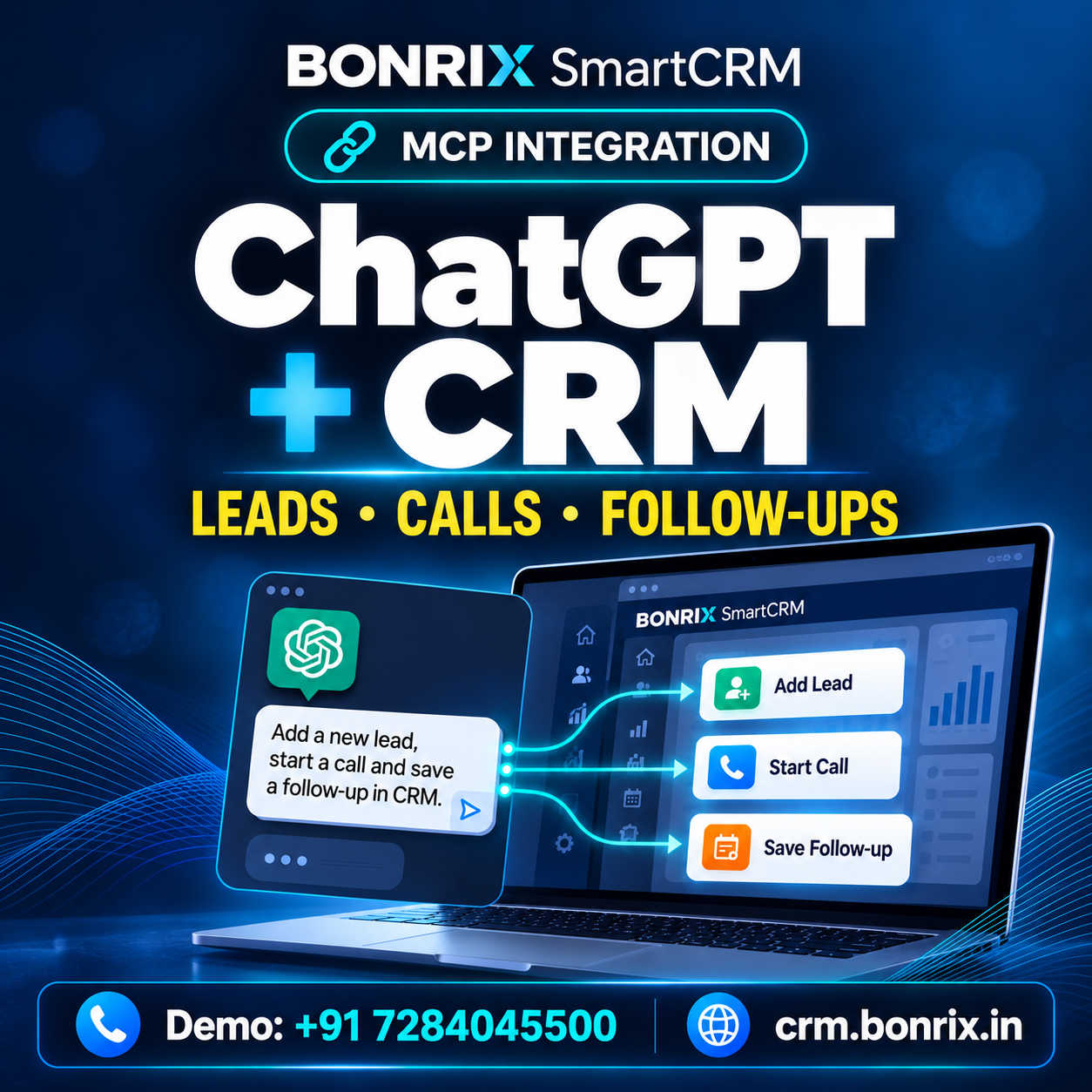 ChatGPT + Bonrix SmartCRM | Add Leads, Make Calls & Save Follow-Ups Using MCP
