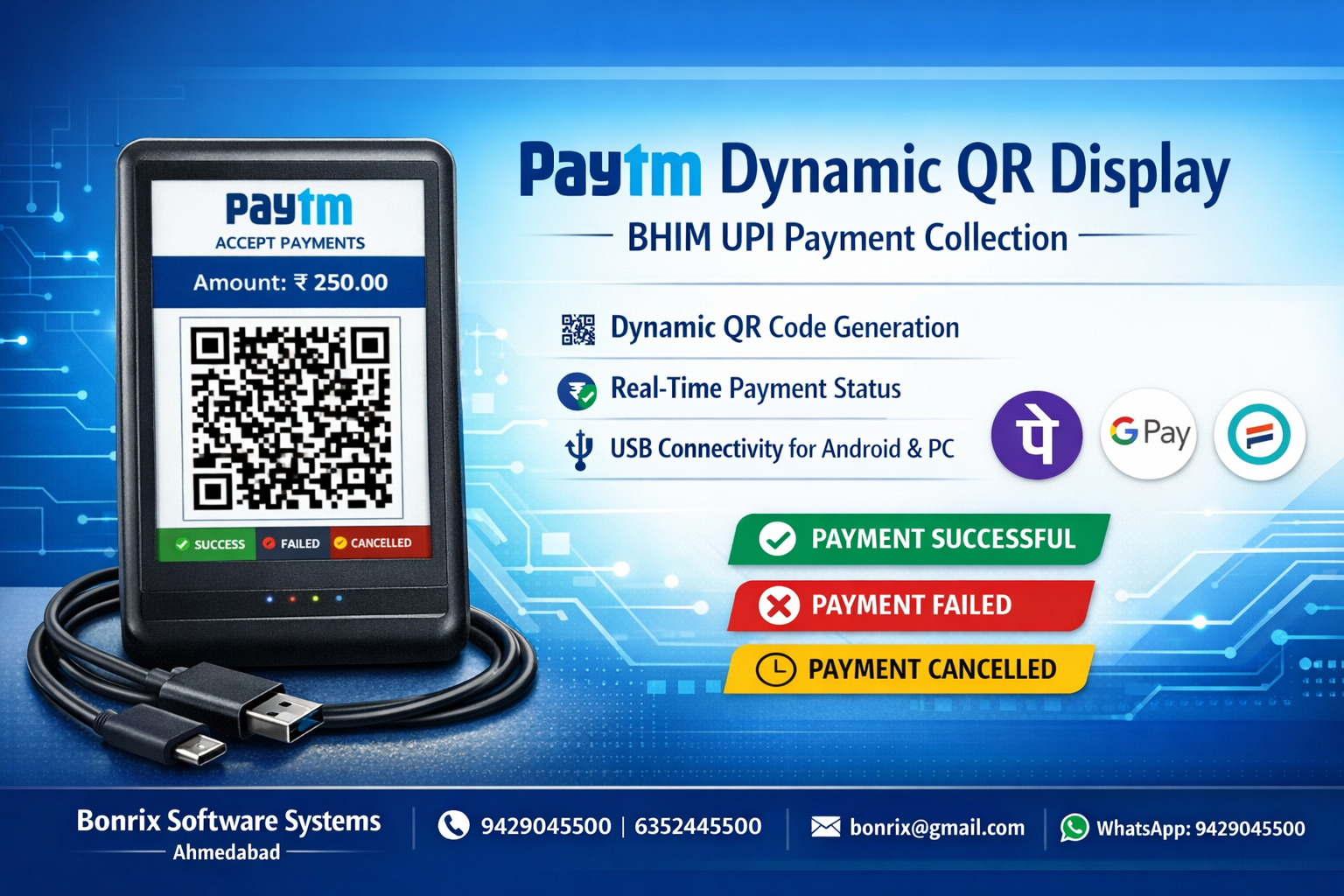 Paytm Dynamic QR Display with Payment Gateway API Integration – Bonrix