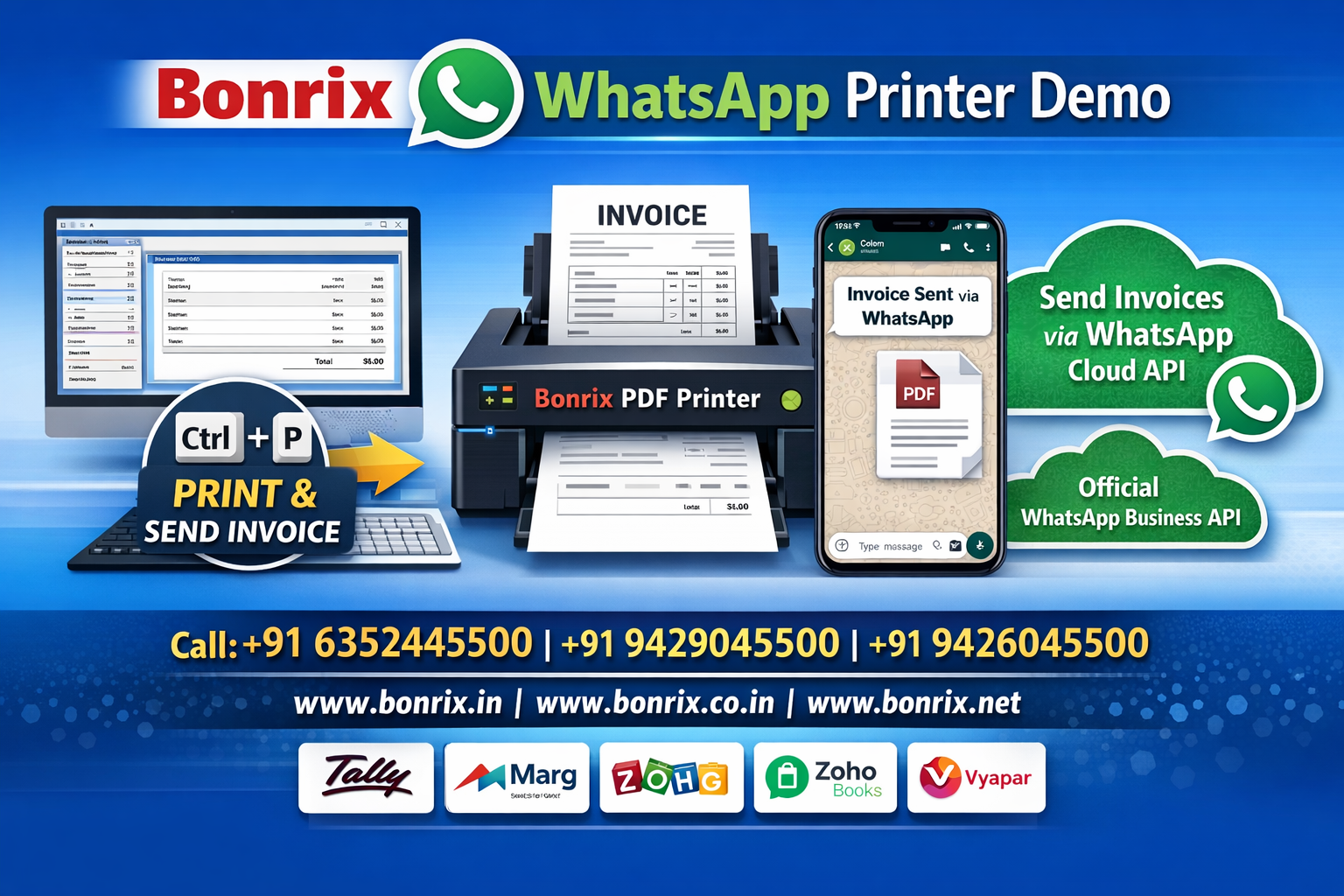 Bonrix WhatsApp Printer with Official WhatsApp Cloud API Integration Dashboard