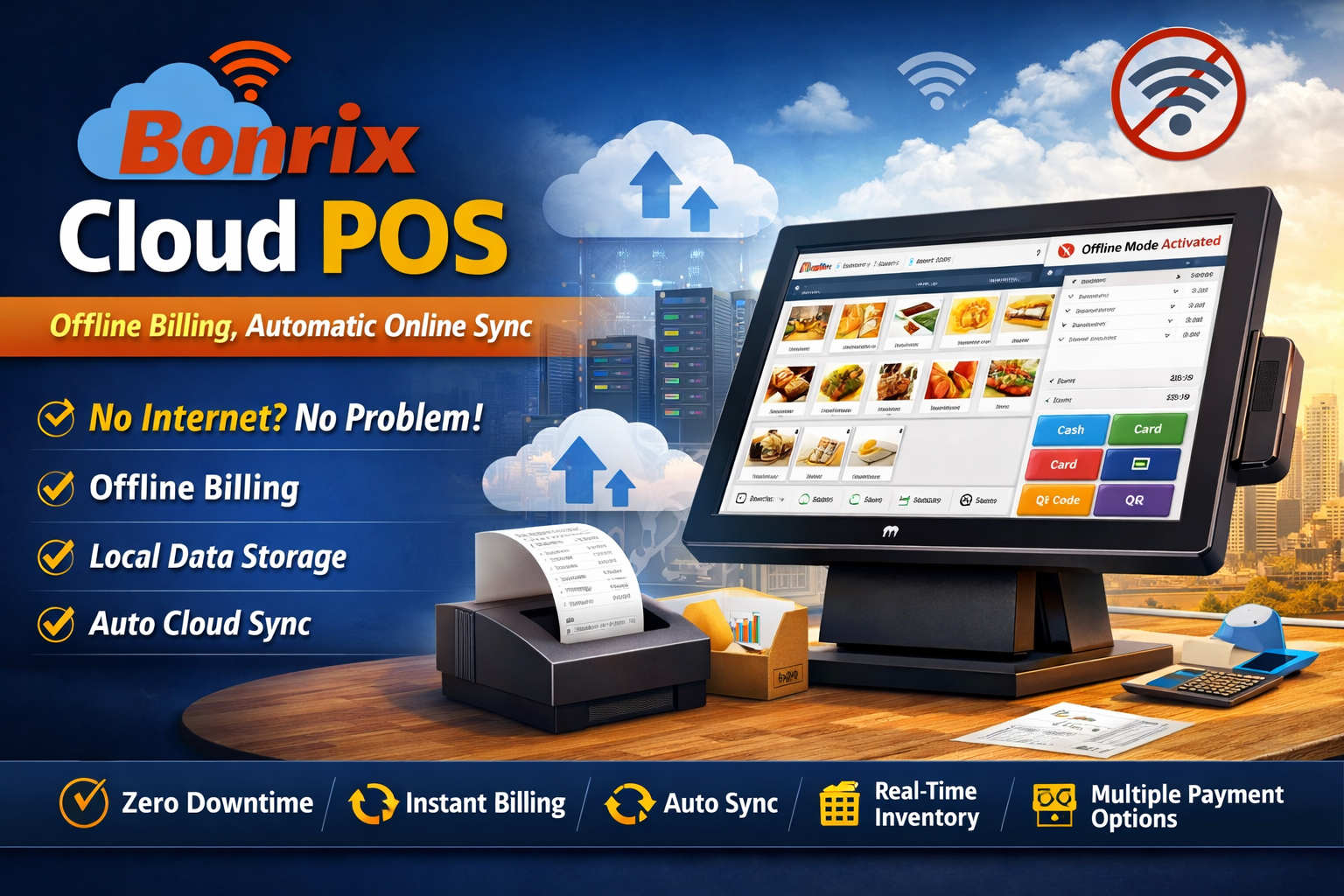 Bonrix Cloud POS Offline Billing Interface – Auto-Sync Dashboard & Real-Time Inventory