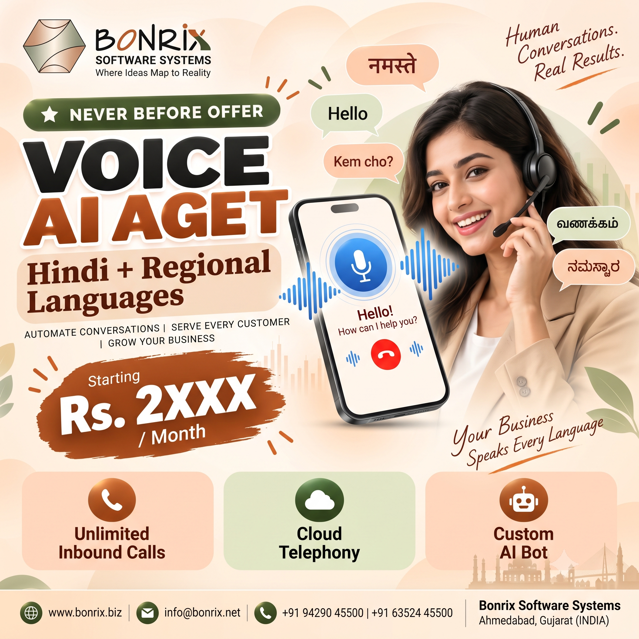 Bonrix Launches Custom Hindi & Regional Voice AI Agents for Inbound Calls