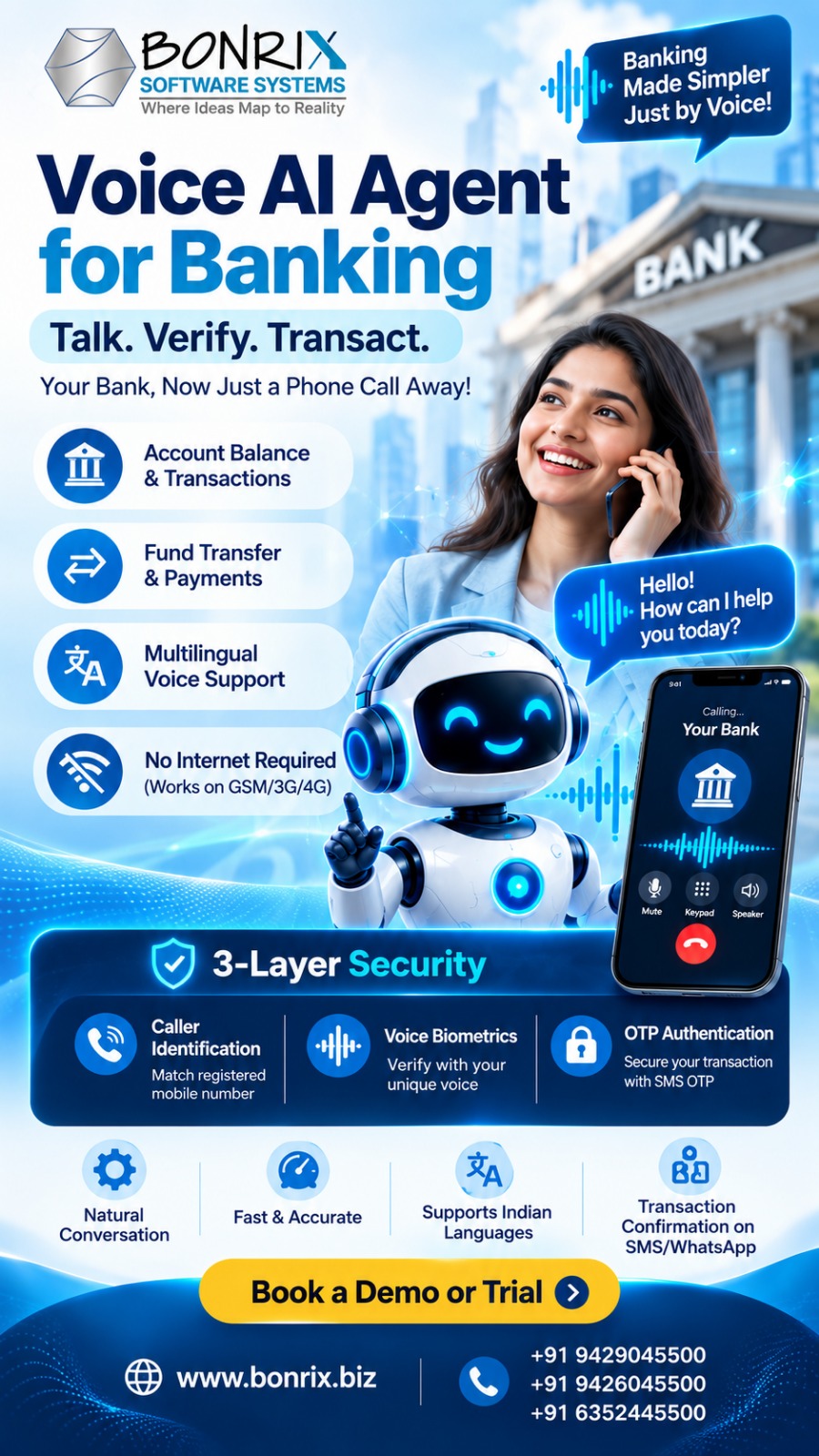Bonrix Voice AI Agent for Voice Banking